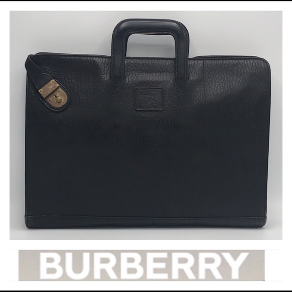 Burberry Other - Burberry Vintage Black Leather Portfolio Briefcase